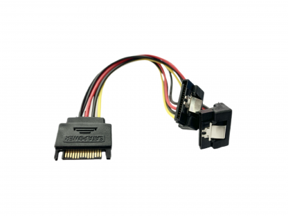 ANG SATA 15Pin Male to 2*SATA 15Pin Female 90degree Cable