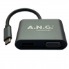 ANG 4in1 Type-C3.1 Male to USB3.0 A Female+HDMI Female 4K@30Hz+VGA Female+Type-C Female Charging Adapter